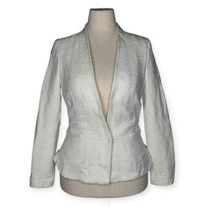Valerie Bertinelli Ivory Textured Blazer Size M Peplum Workwear Chic